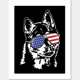 Funny Proud Siberian Husky American Flag sunglasses Posters and Art